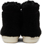 Rick Owens Black Shearling Strobe Sneakers