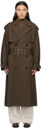 AMI Paris Khaki Wool Trench Coat