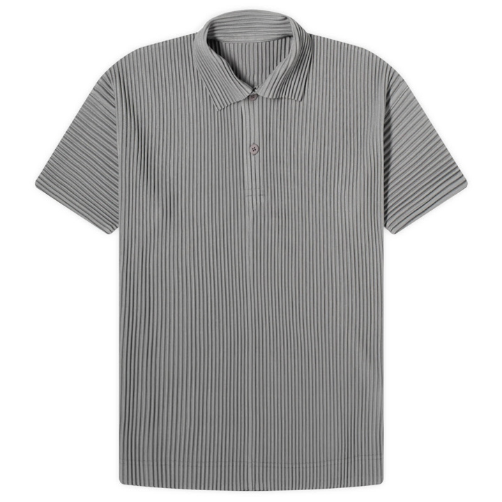 Photo: Homme Plissé Issey Miyake Men's Pleated Polo Shirt in Warm Grey