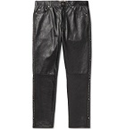 SAINT LAURENT - Slim-Fit Studded Leather Trousers - Black