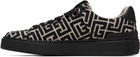 Balmain Black & Beige Monogram Jacquard B-Court Sneakers