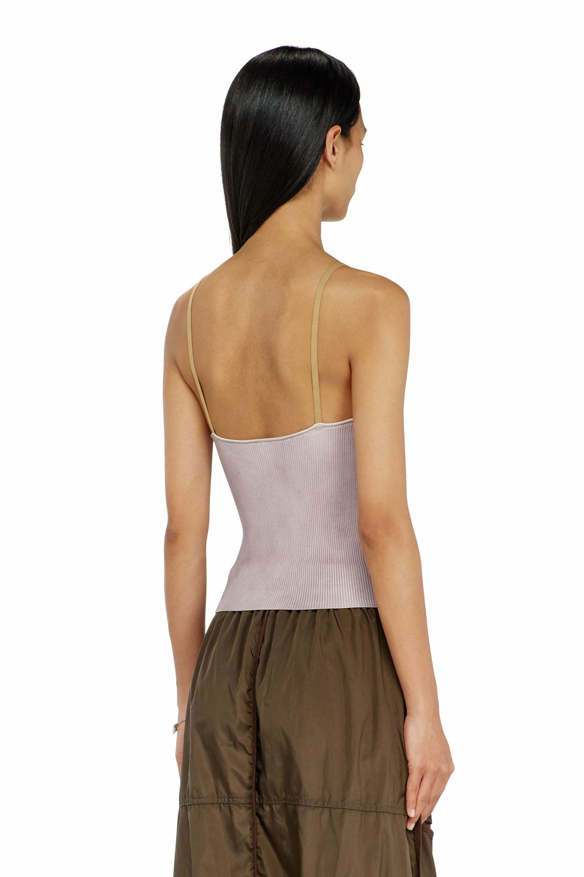 Diesel Rib-knit cami top with contrast bands - T-Shirts Womens in Violet