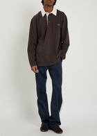 Wales Bonner City Logo Piqué Stretch-cotton Polo Shirt Dark Brown