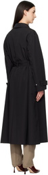 Róhe Black Wool-Nylon Belted Wrap Trench Coat