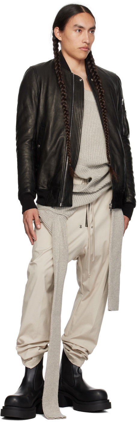 Rick Owens Black Classic Flight Leather Jacket Rick Owens