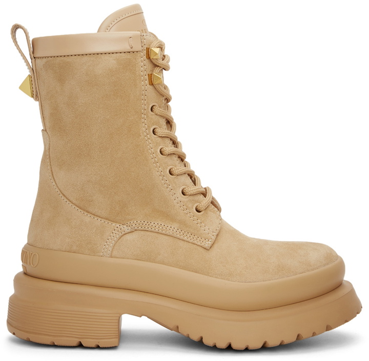 Photo: Valentino Garavani Beige Suede Combat Boots