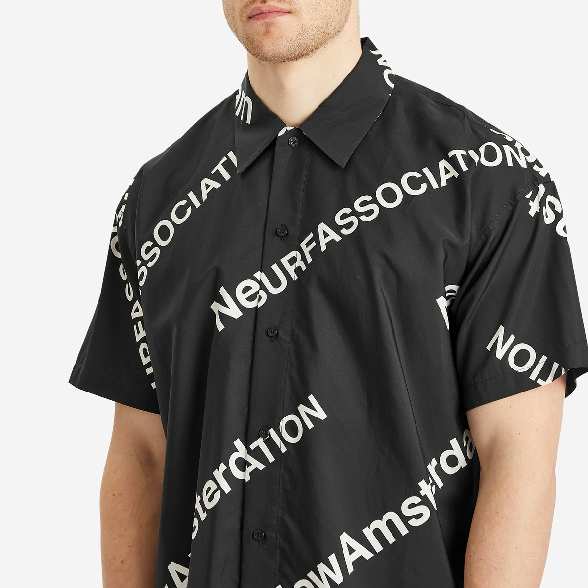 New Amsterdam Surf Association Men's Logo Printed Shirt in Black Base