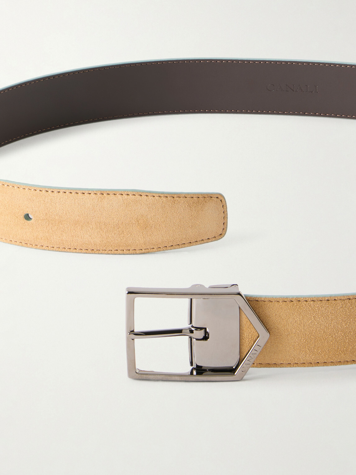 Canali - 3.5cm Suede Belt - Brown