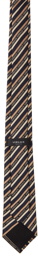 Versace Black & Beige Logo Regimental Tie