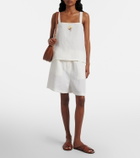 Prada Oversized linen Bermuda shorts