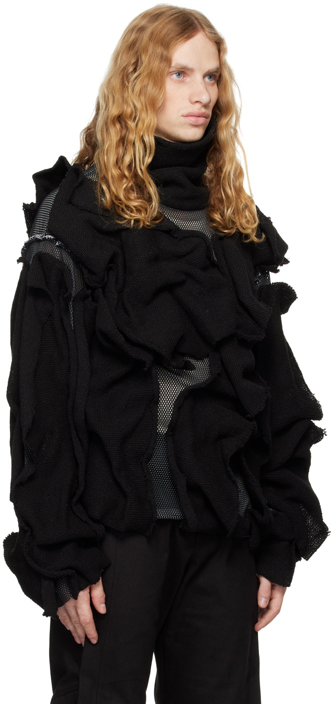 CARNET-ARCHIVE Black Peel-Off Knit Turtleneck