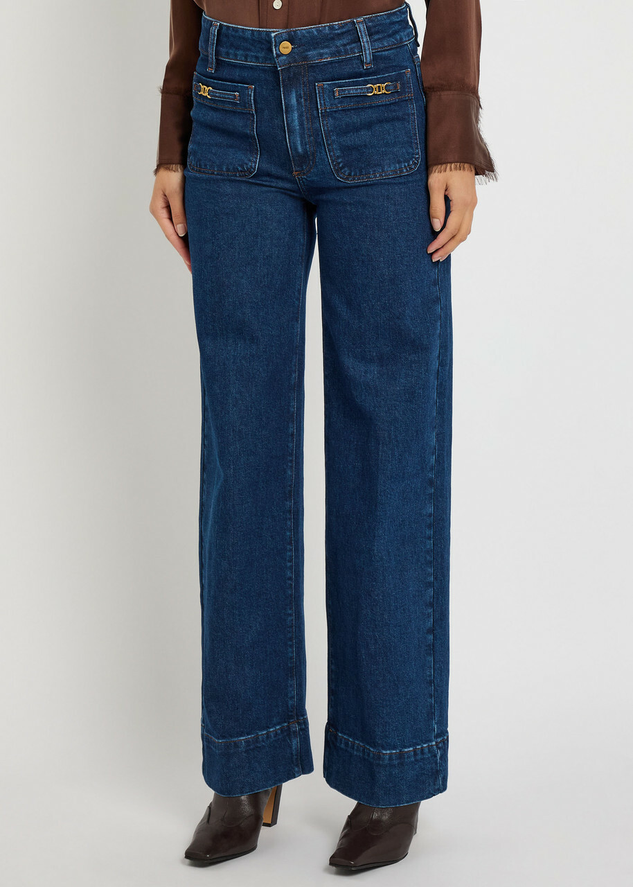 Paige Sasha Wide-leg Jeans Dark Blue
