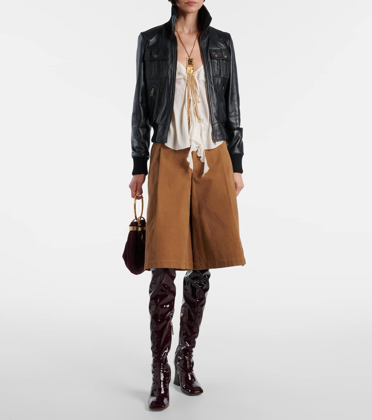 Chloé Pleated cotton canvas Bermuda shorts
