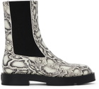 Givenchy White & Black Python Squared Chelsea Boots
