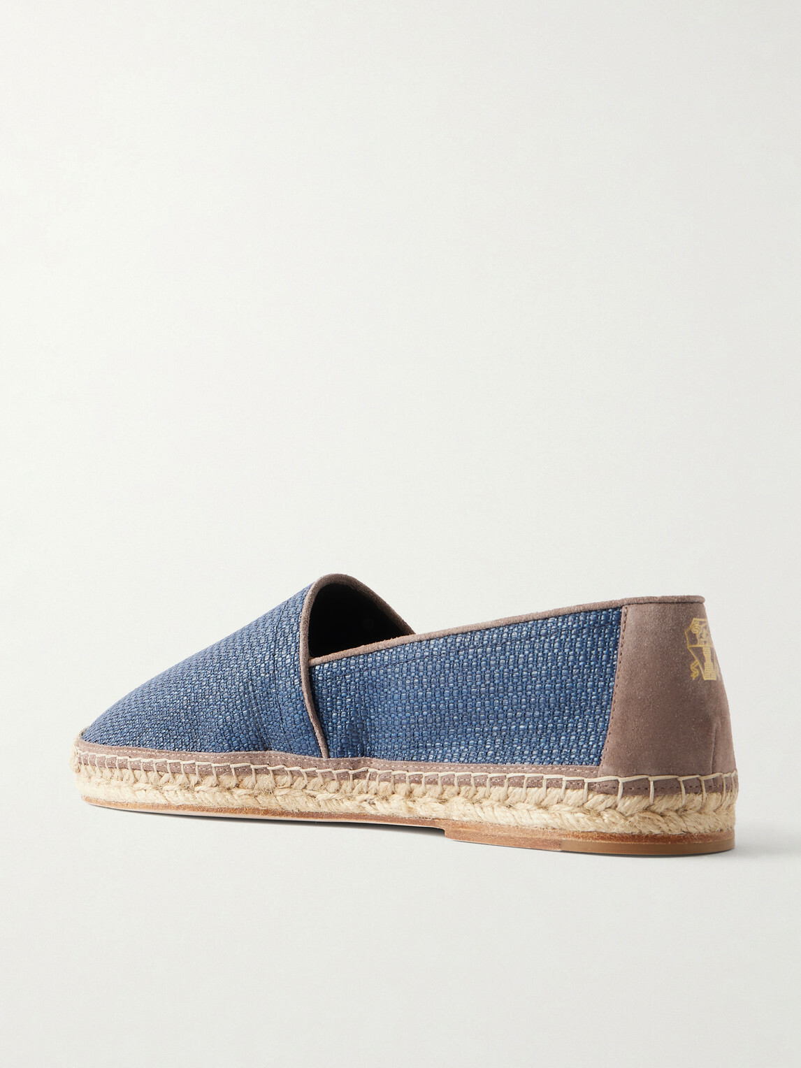 Brunello Cucinelli - Suede-Trimmed Raffia Espadrilles - Blue