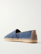 Brunello Cucinelli - Suede-Trimmed Raffia Espadrilles - Blue