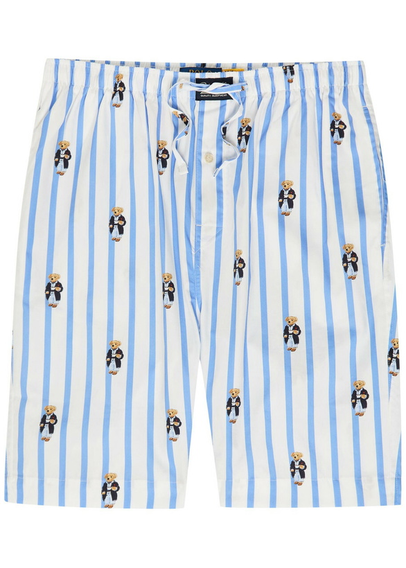 Photo: Polo Ralph Lauren Striped Polo-bear Cotton-poplin Sleep Shorts Blue
