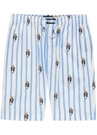 Polo Ralph Lauren Striped Polo-bear Cotton-poplin Sleep Shorts Blue