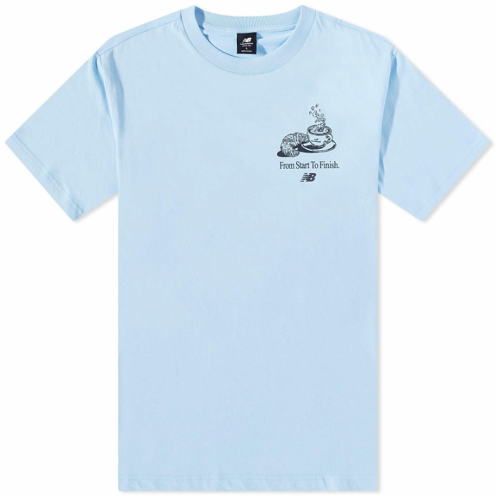 Photo: New Balance Men's Café Coffee T-Shirt in Blue Haze
