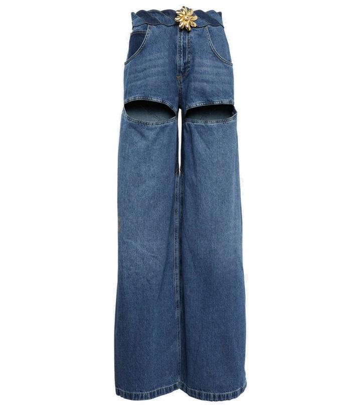Photo: Area - Embellished cutout high-rise jeans