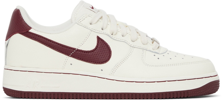 Photo: Nike White & Burgundy Air Force 1 '07 Craft Sneakers