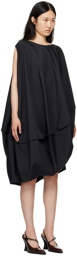 132 5. ISSEY MIYAKE Black Bubble Solid Midi Dress