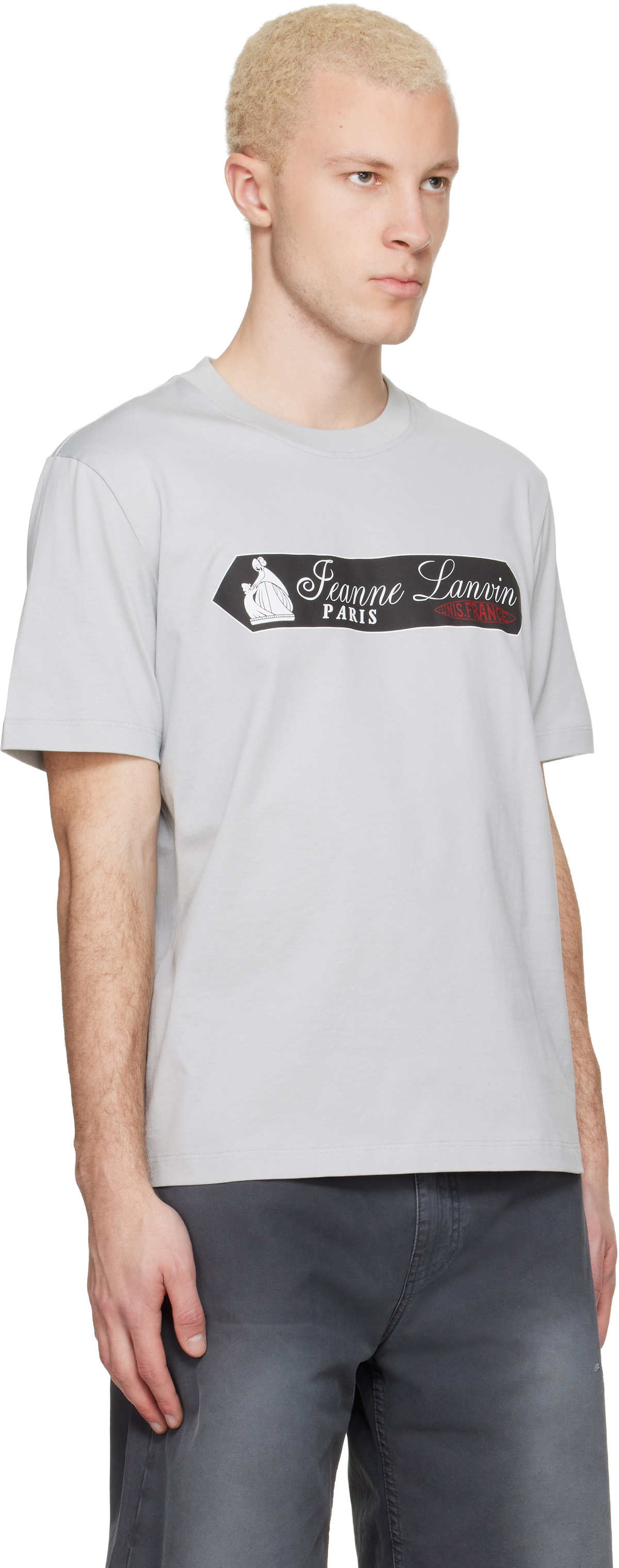 Lanvin Gray Printed 'Lanvin Signature Label' T-shirt