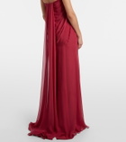 McQueen Draped silk chiffon bustier gown