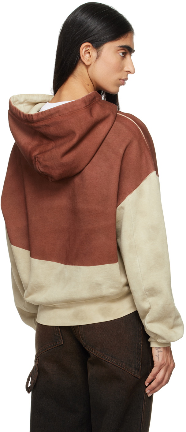 Eckhaus Latta Beige & Red Boxy Hoodie