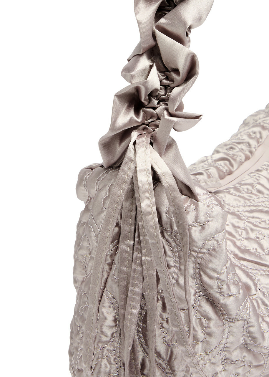 Damson Madder Kidney Ruched Satin Shoulder bag - Silver