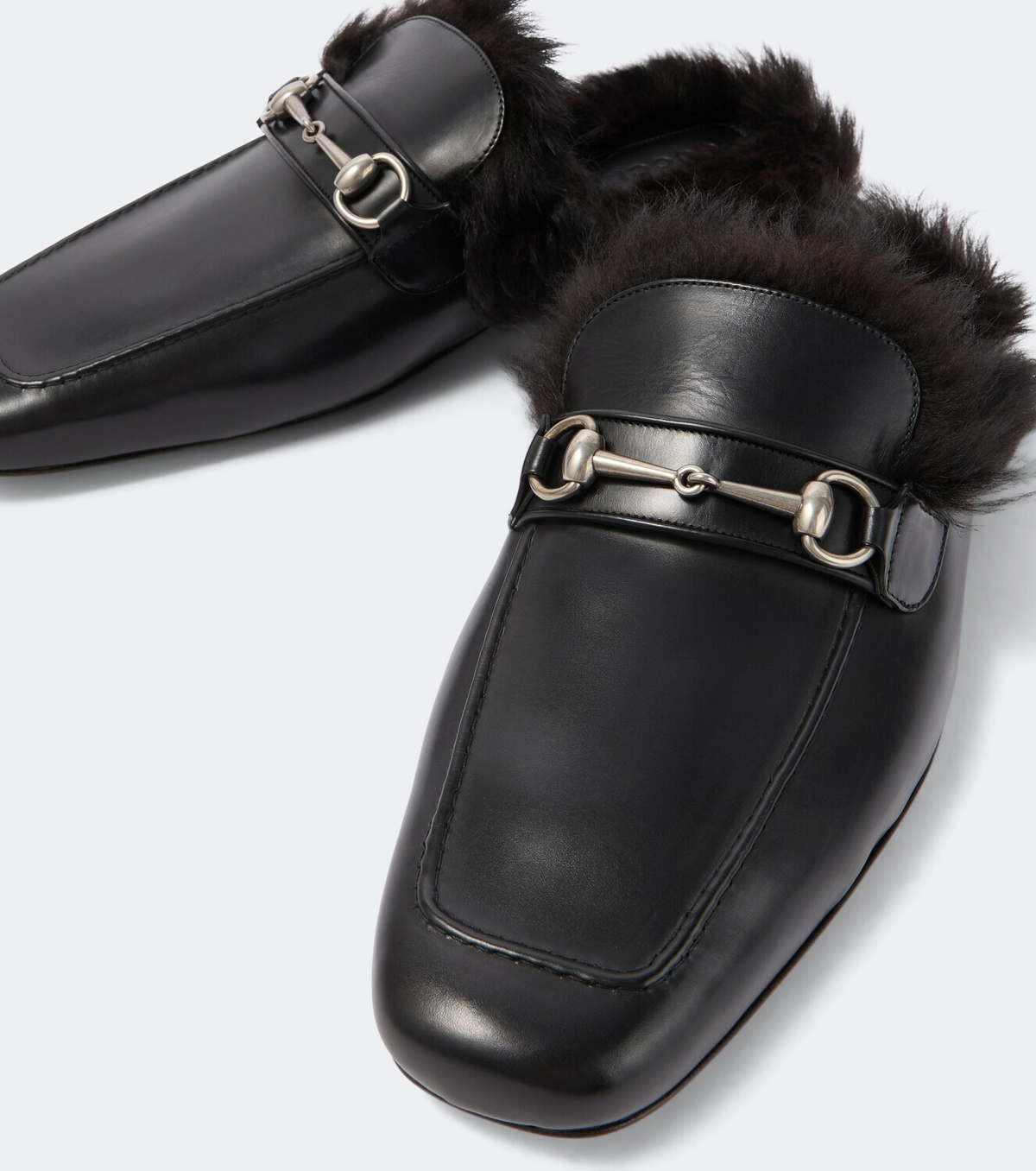Gucci Horsebit shearling-lined leather mules