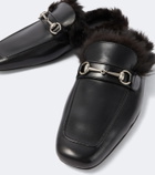 Gucci Horsebit shearling-lined leather mules