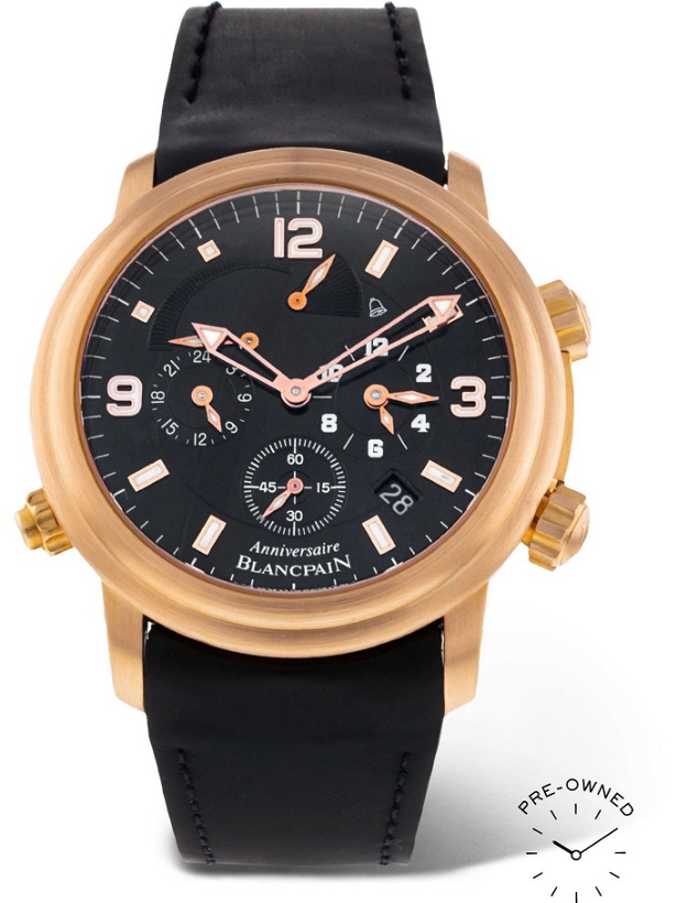 Photo: BLANCPAIN - Pre-Owned 2010 Leman GMT Automatic Chronograph 40mm 18-Karat Rose Gold and Rubber Watch, Ref. No. 2041B-3630A-6