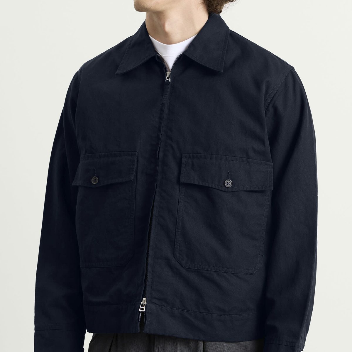 Universal Works Men's Linen Slub Weave S130 Jacket in Navy