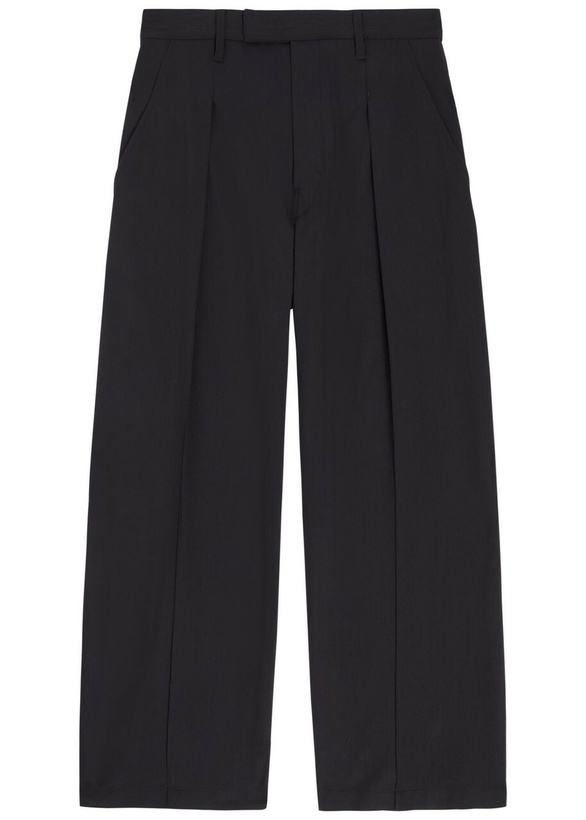 Photo: Lemaire Wide-leg Pleated Cotton Trousers Black