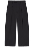 Lemaire Wide-leg Pleated Cotton Trousers Black