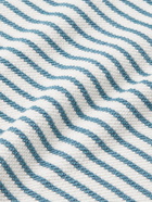 Mr P. - Striped Crochet-Effect Cotton-Blend Jersey T-Shirt - Blue