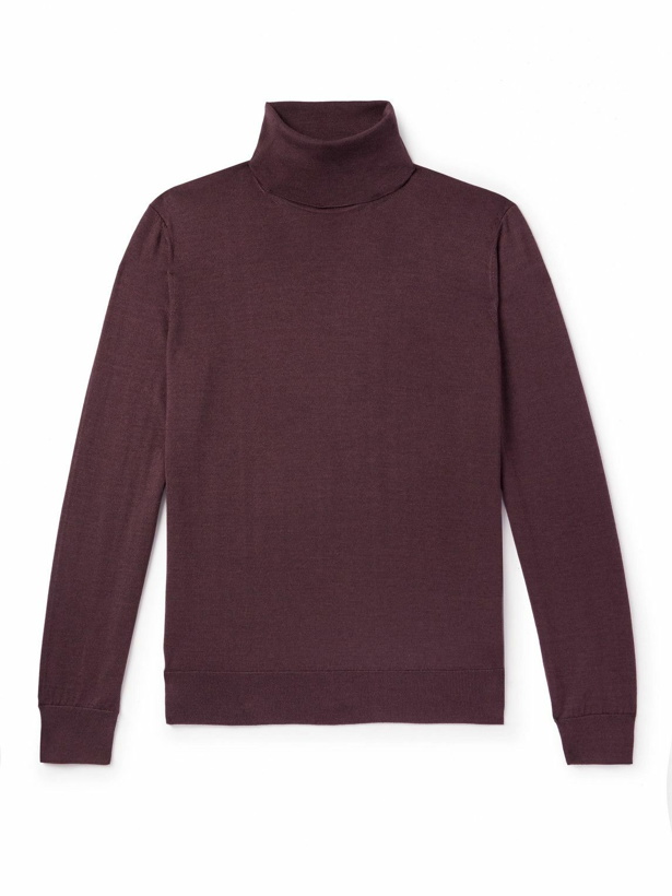Photo: Zegna - Cashmere and Silk-Blend Rollneck Sweater - Burgundy