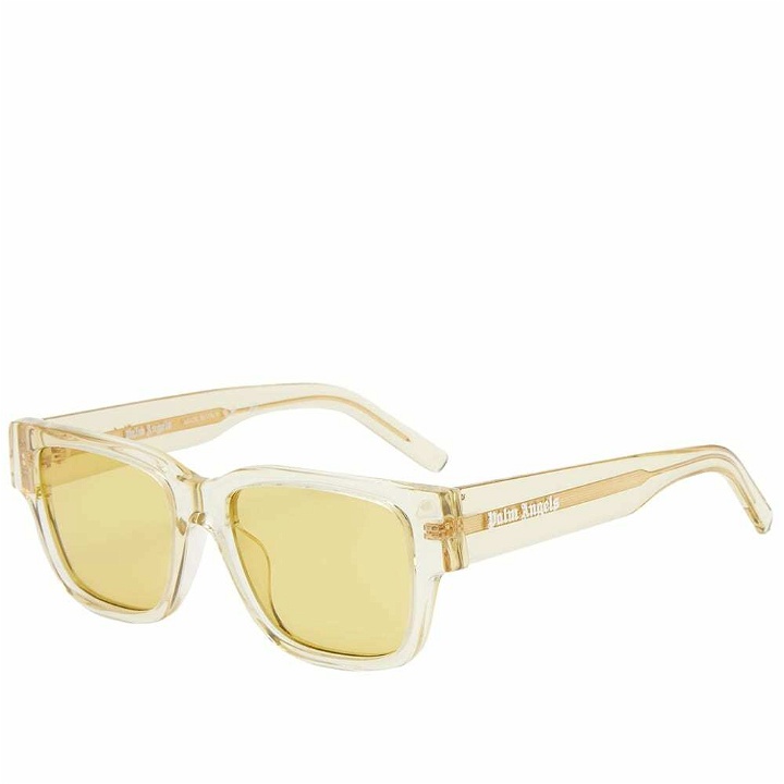 Photo: Palm Angels Newport Sunglasses in Crystal Ochre/Yellow