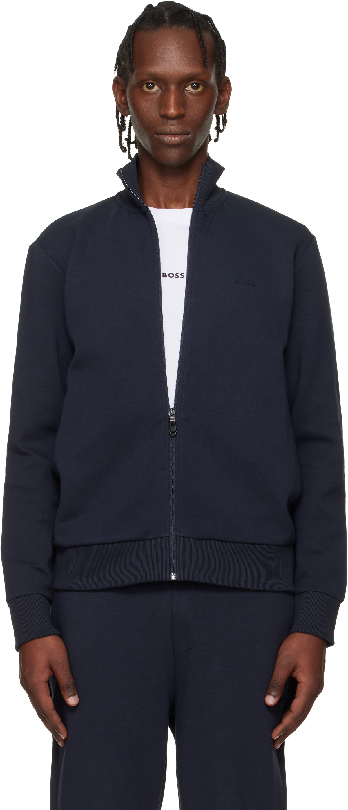 BOSS Navy Zip Sweatshirt