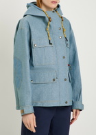 Moncler Beziers Waterproof Hooded Denim Jacket Mid Blu