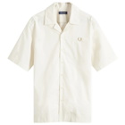 Fred Perry Men's Ribbed Hem Vacation Shirt in Ecru