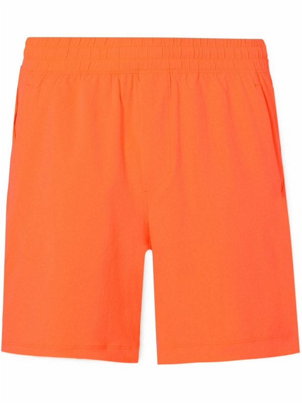 Photo: Lululemon - Pace Breaker 7&quot; Straight-Leg Mesh-Trimmed Stretch Recycled-Jersey Shorts - Orange