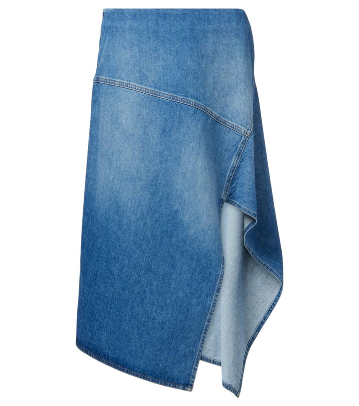 Photo: Plan C Asymmetric denim midi skirt