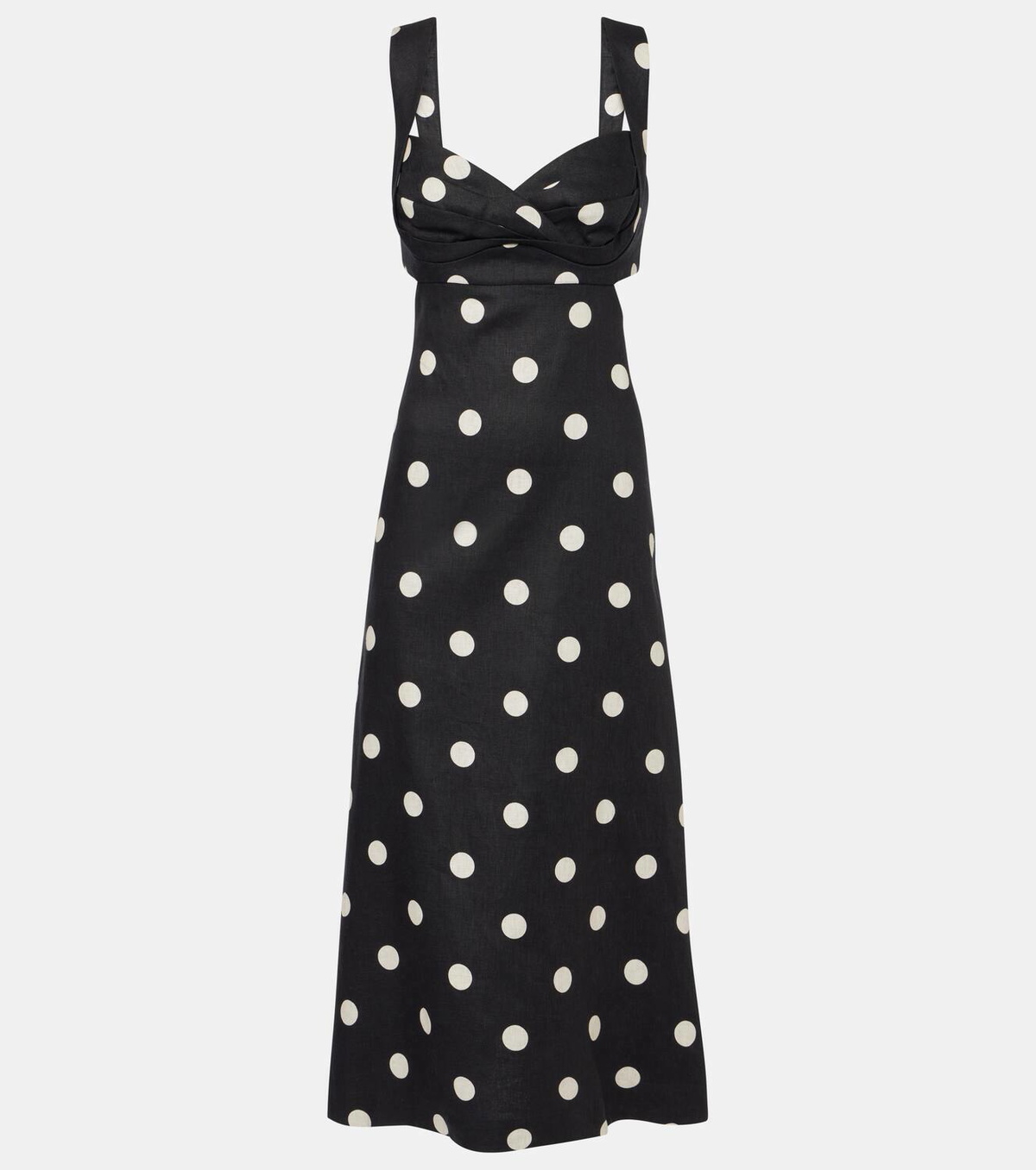 【Zimmermann】Crush polka-dot linen midi dress Zimmermann Crush cutout pleated polka-dot linen midi dress