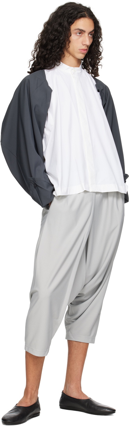 132 5. ISSEY MIYAKE White Trapezoid Shirt