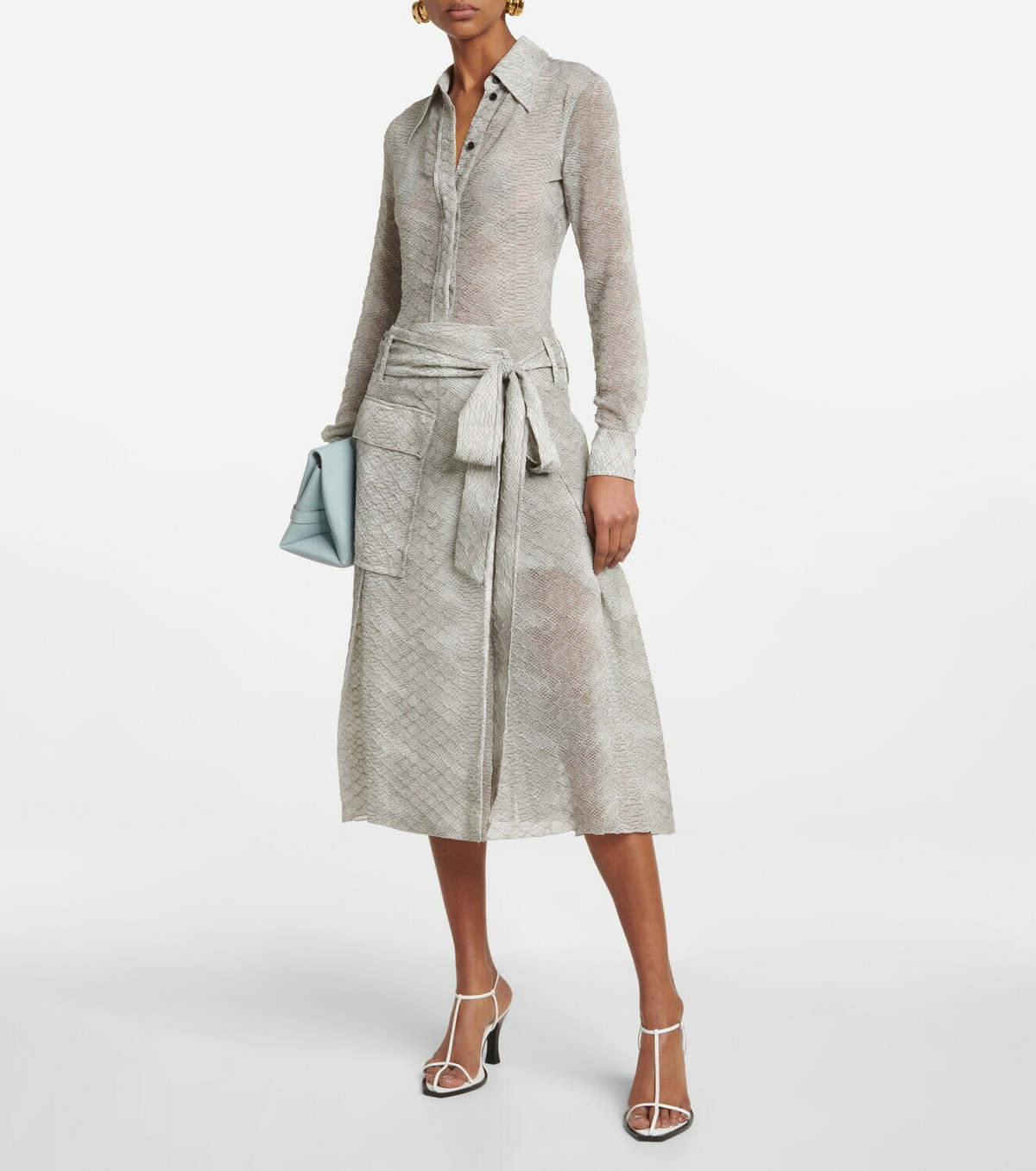 Victoria Beckham - Snake-print crêpe de chine wrap skirt