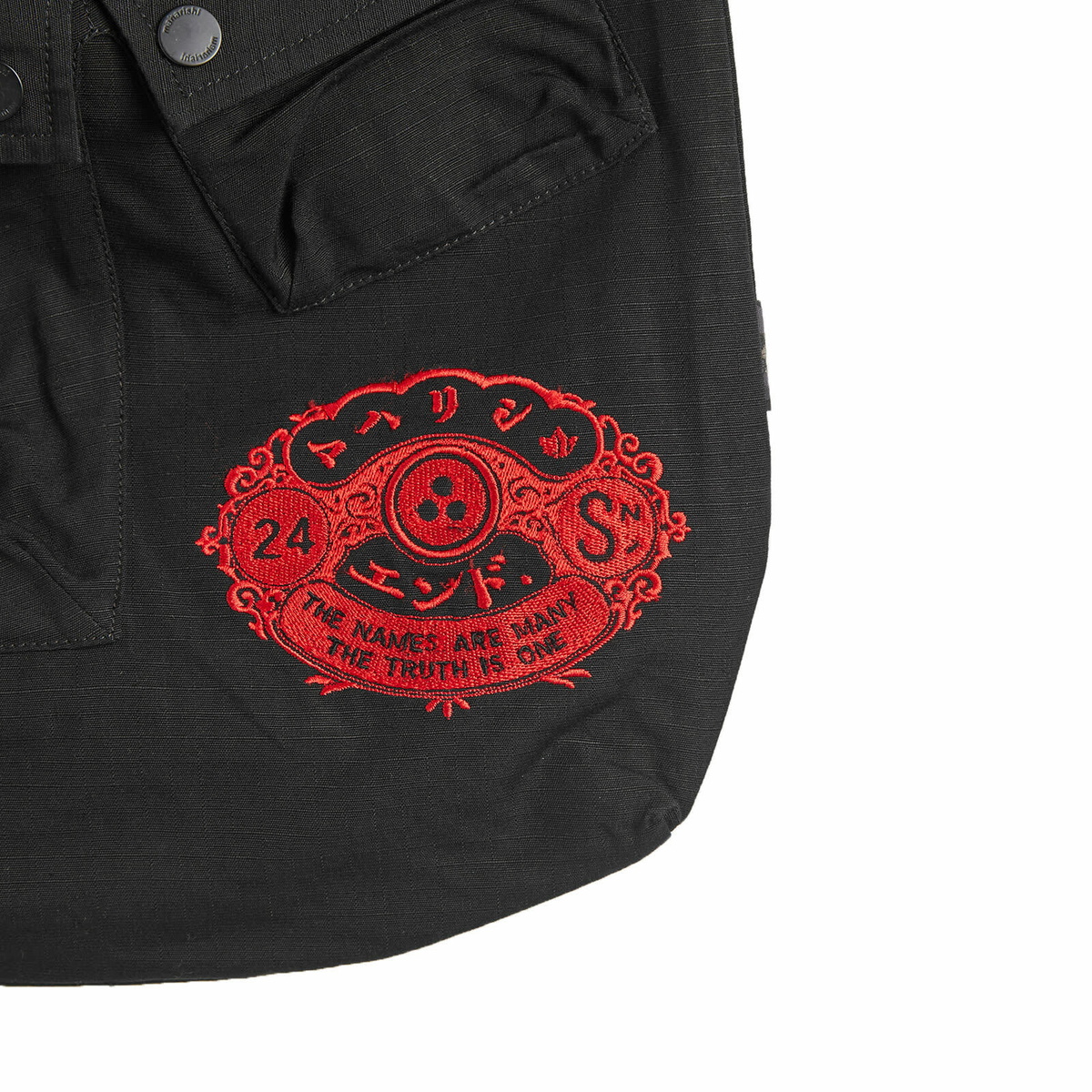 END. x Maharishi Men's 23Rd Seal Embroidered Sling Bag in Black 