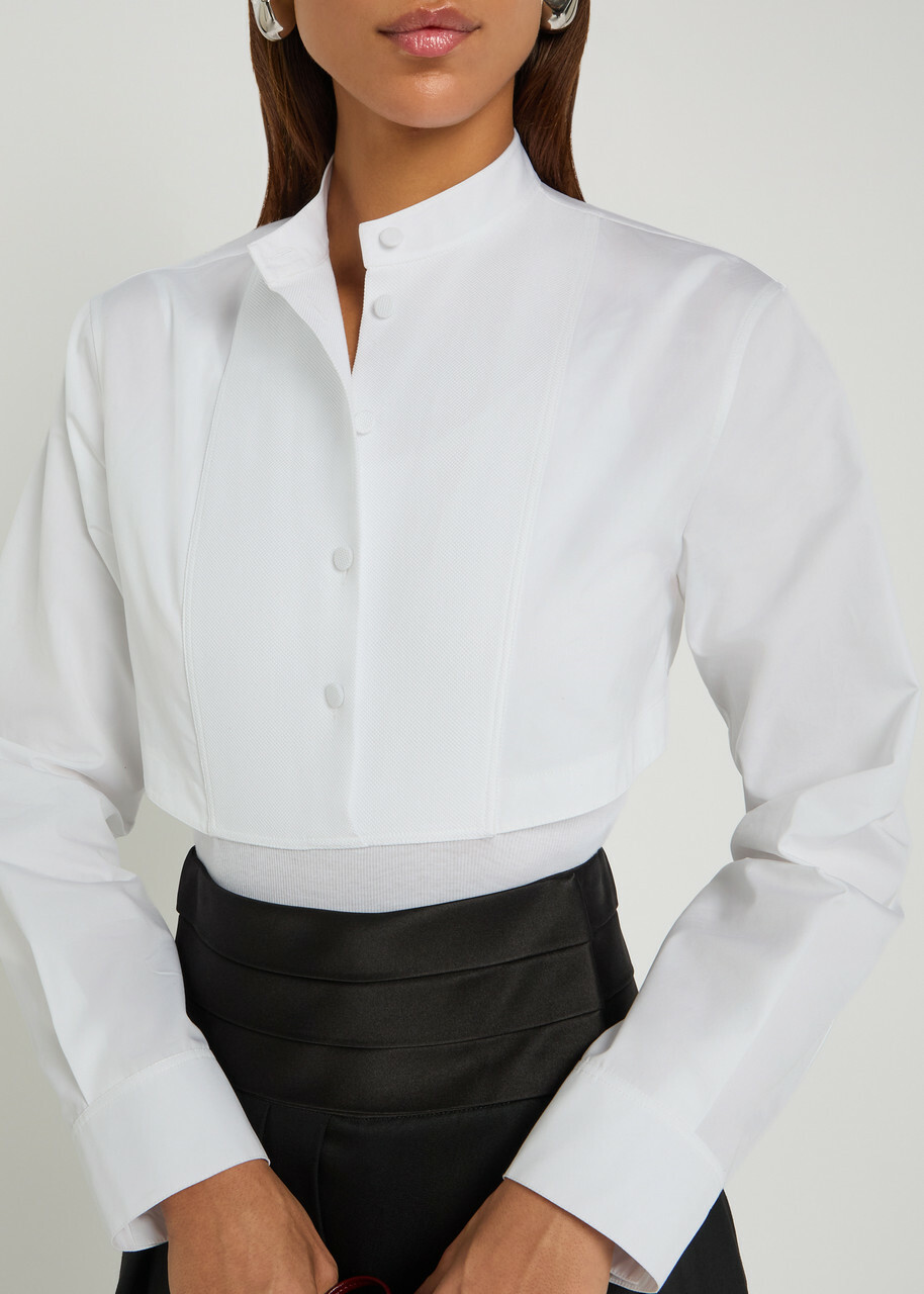 Alaïa Cropped Shirt Cotton Bodysuit White