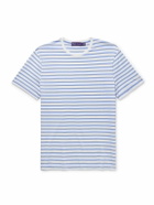 Ralph Lauren Purple label - Logo-Embroidered Striped Cotton-Lisle T-Shirt - Blue